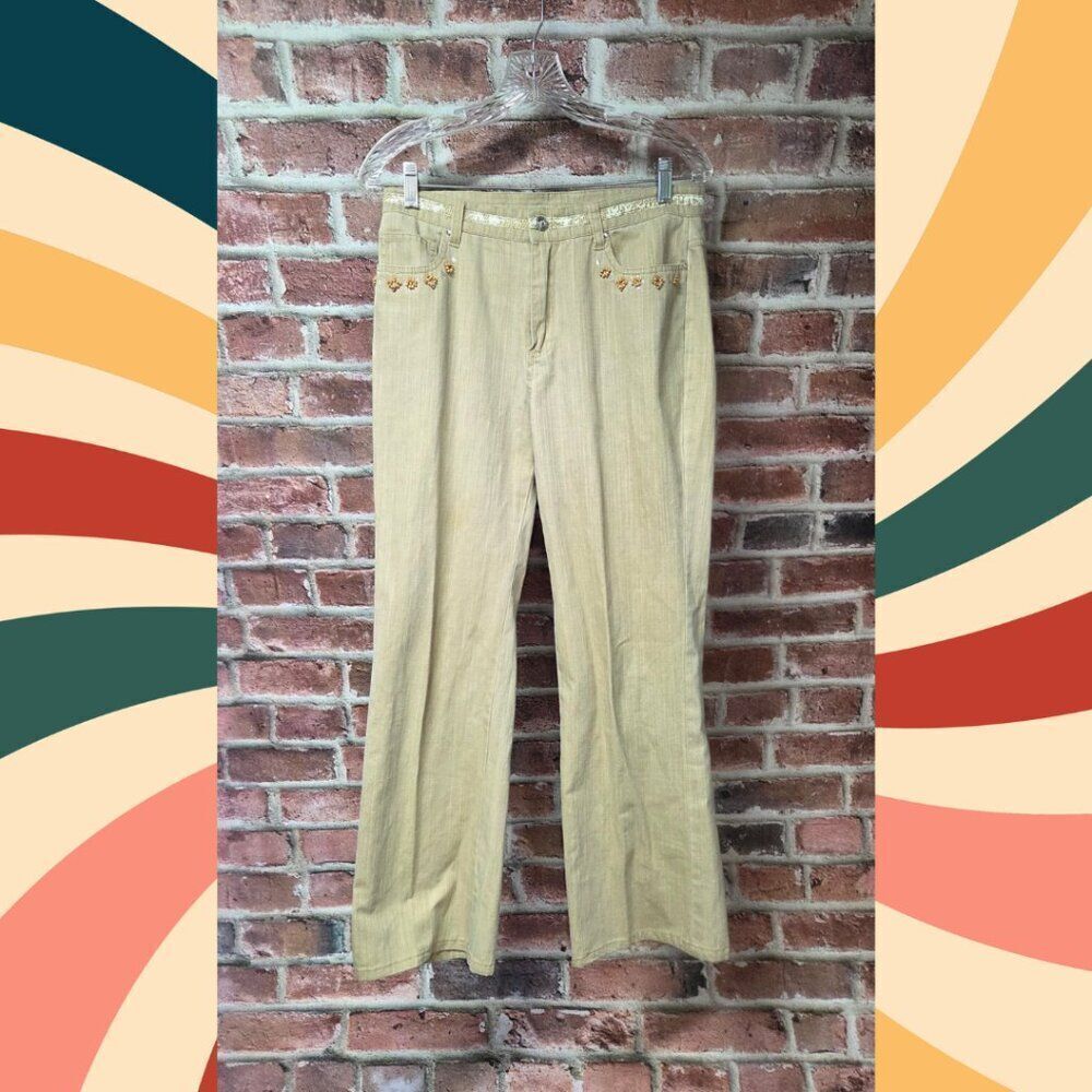 City Girl by Nancy Bolen Khaki Wide-Leg Flare Pants – Women’s Size 10‎